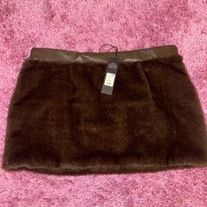 Elegant Brown Faux Fur Skirt